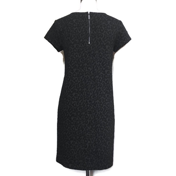 LOFT black gray Leopard shift Knit S/S Dress XS - Picture 2 of 7